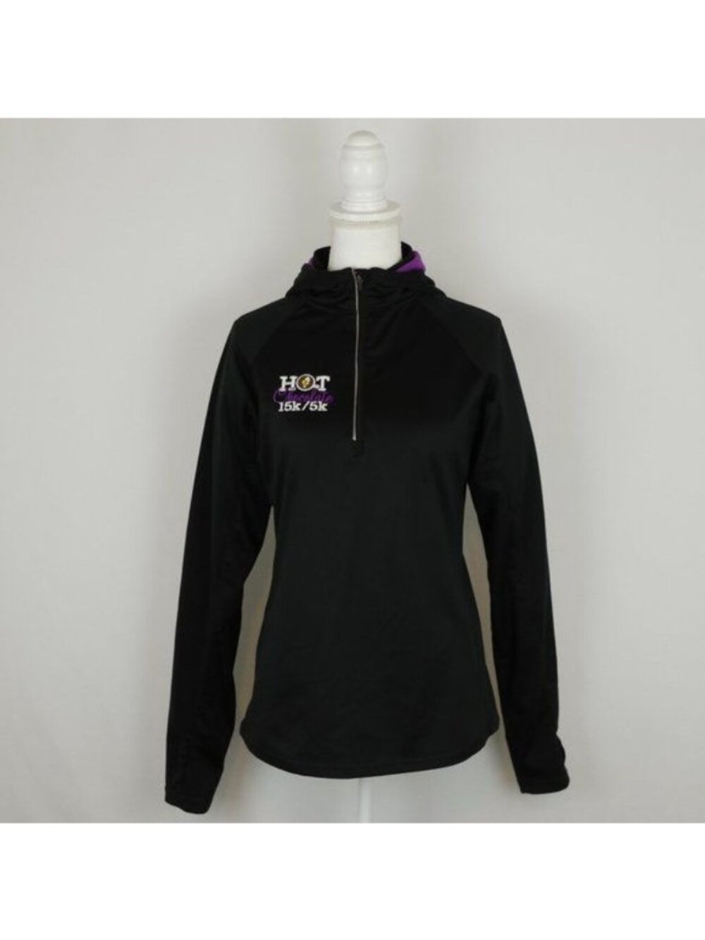 Hot Chocolate Women's Medium Black Hooded Mid Weight 1/2 Zip Activewear Pullover
